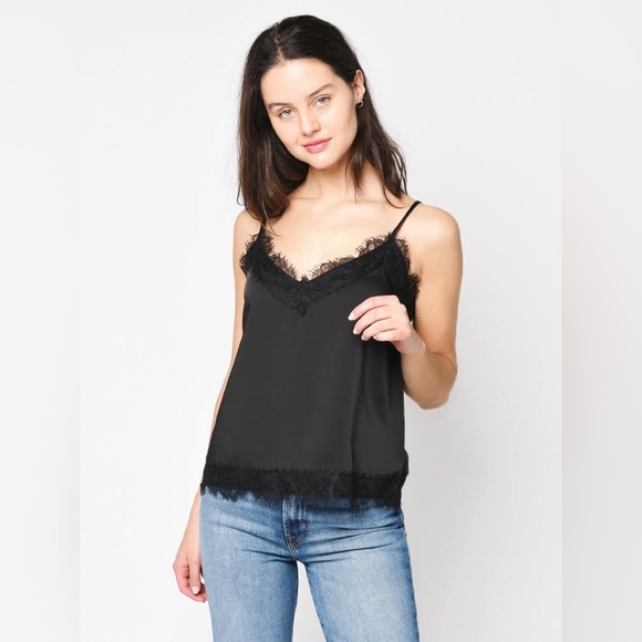 CUPCAKES AND CASHMERE SAVANNAH HEAVY SATIN EYELASH LACE CAMISOLE - Picture 1 of 8